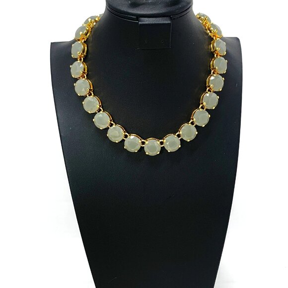 J.Crew Princess Necklace Pale Green Faceted Stones & Adjustable Gold Chain - Picture 2 of 6